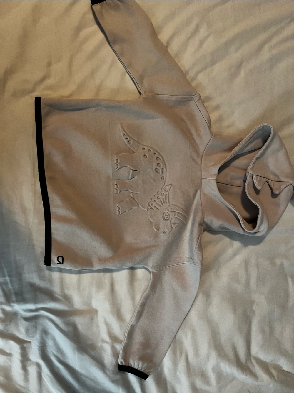 Gap KidsLight Gray Hoodie with Embossed Dinosaur Detail